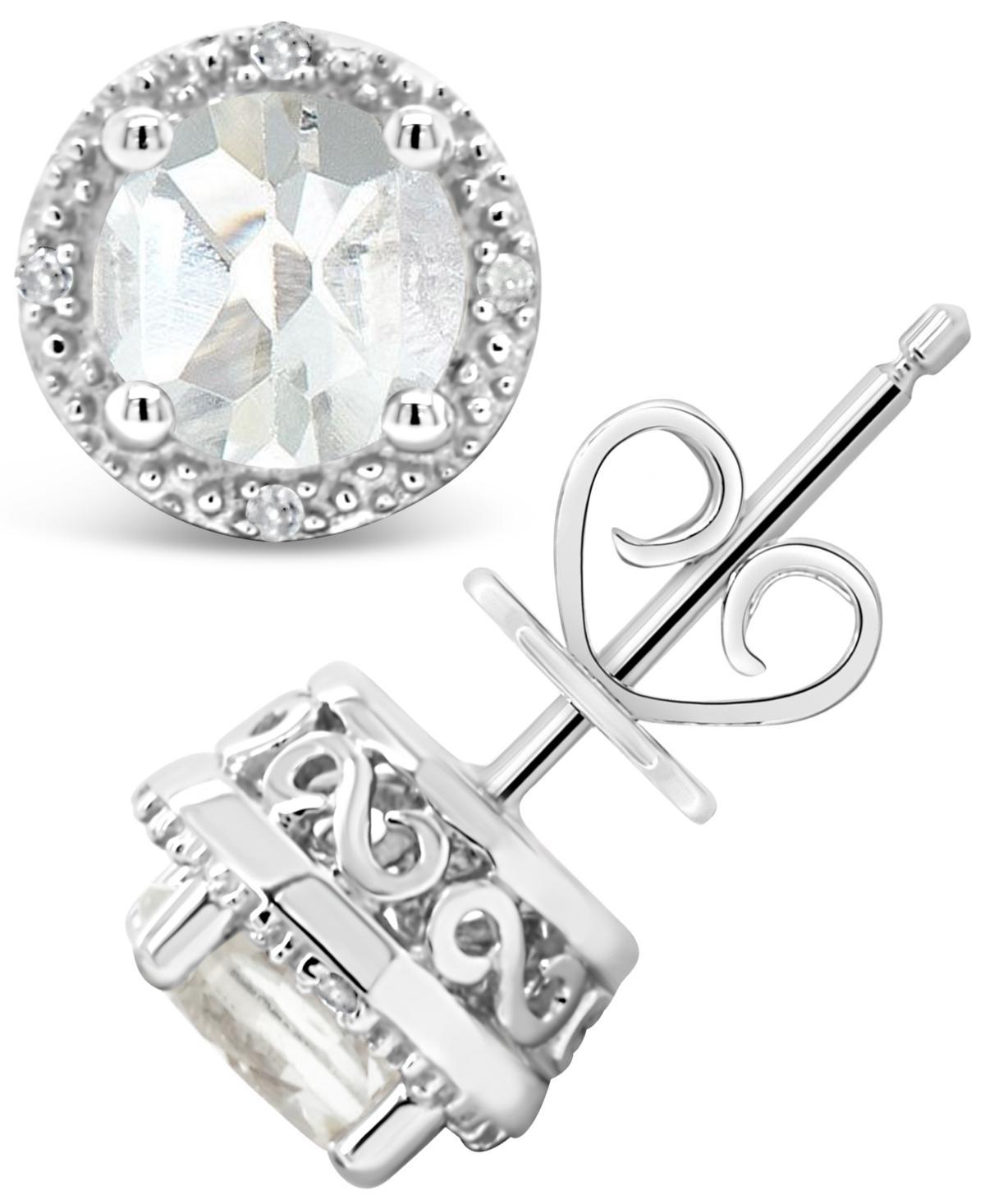 Belk & Co Sterling Silver 6Mm Round White Topaz Diamond Accent Halo Stud Earrings Product Image