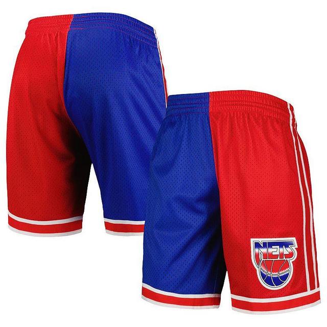 Mens Mitchell & Ness Blue/Red New Jersey Nets Hardwood Classics 1993 Split Swingman Shorts Product Image