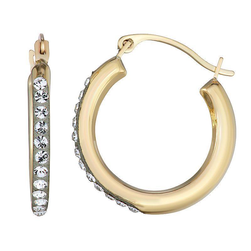 Taylor Grace 10k Gold Crystal Hoop Earrings, Womens Product Image