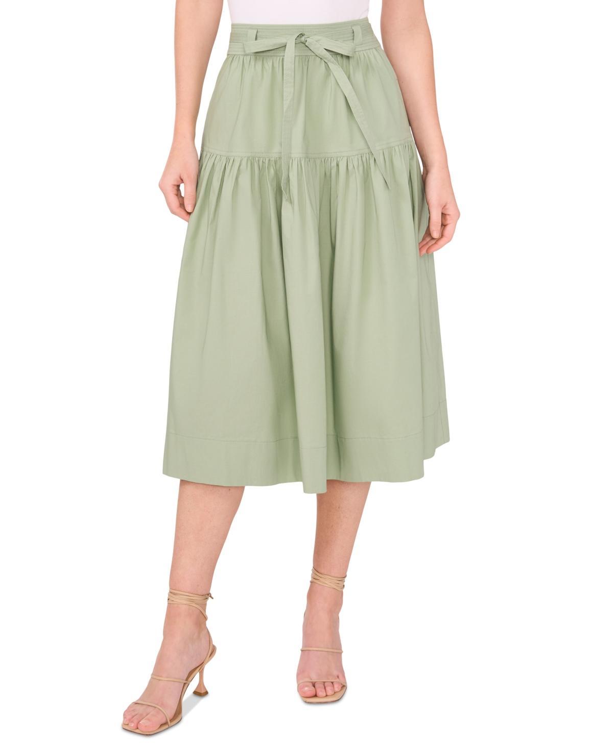 CeCe Womens Tie-Waist A-Line Midi Skirt Product Image