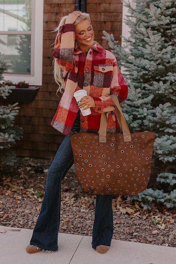 The Bristol Faux Leather Tote In Brown Product Image