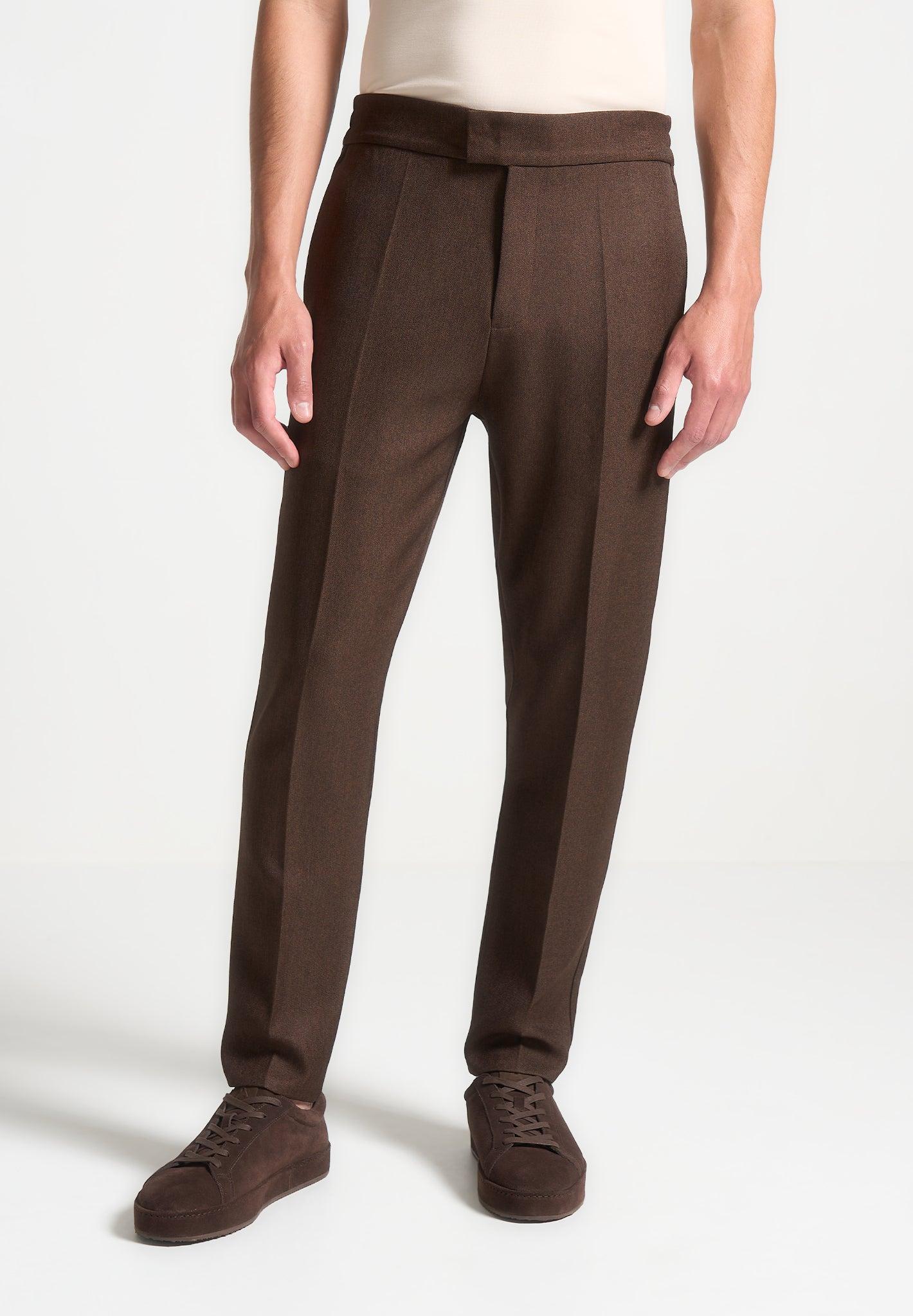 Slim Fit Tailored Trousers - Brown Male Product Image