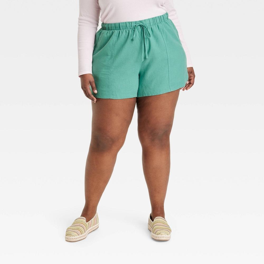 Womens High-Rise Linen Pull-On Shorts - Universal Thread 4X Product Image