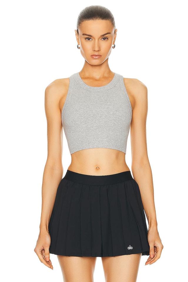 alo Seamless Delight High Neck Bra Grey. (also in L, S, XS). Product Image