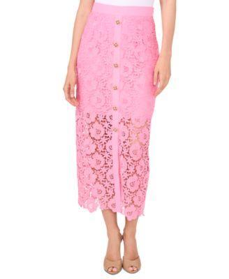 Women's Lace Button-Detail Midi Skirt Product Image