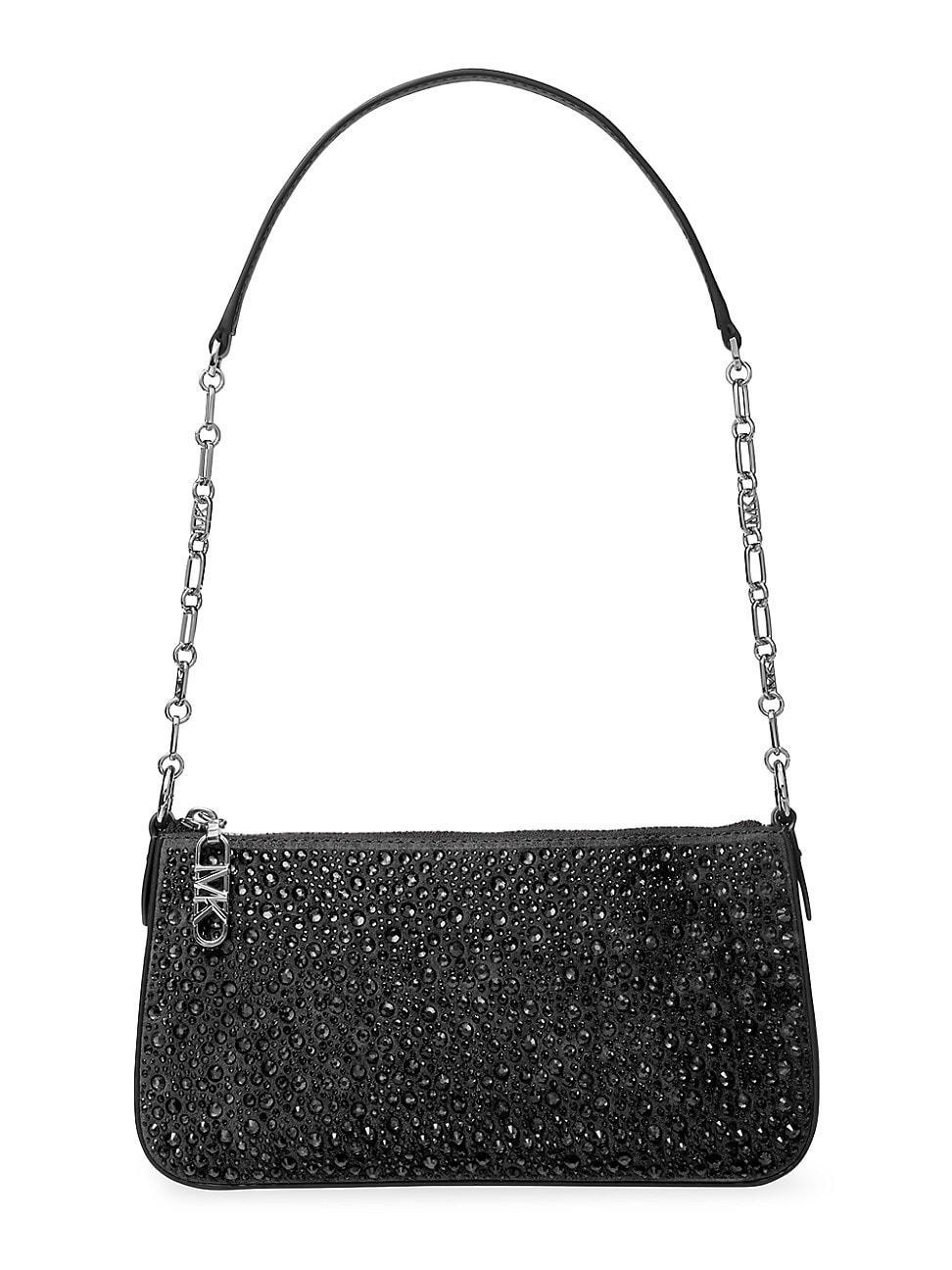 Womens Medium Crystal-Embellished Suede Pochette Product Image