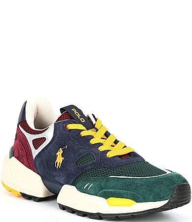 Polo Ralph Lauren Suede Mesh-Polo Jgr Pp-Sneakers-Low Top Lace (Collegiate Color/Blockblock) Men's Running Shoes Product Image