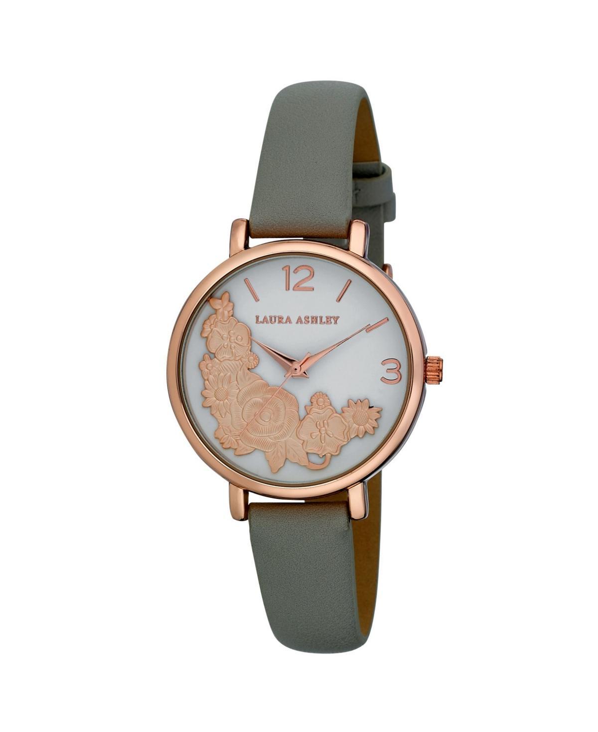 Laura Ashley Womens Floral Bounty White Polyurethane Strap Watch 38mm Product Image