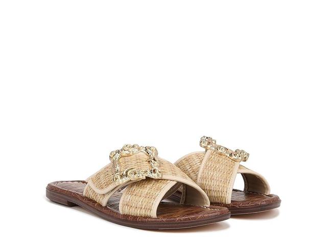 Sam Edelman Gracyn Raffia Embellished Buckle Detail Crisscross Flat Slide Sandals Product Image