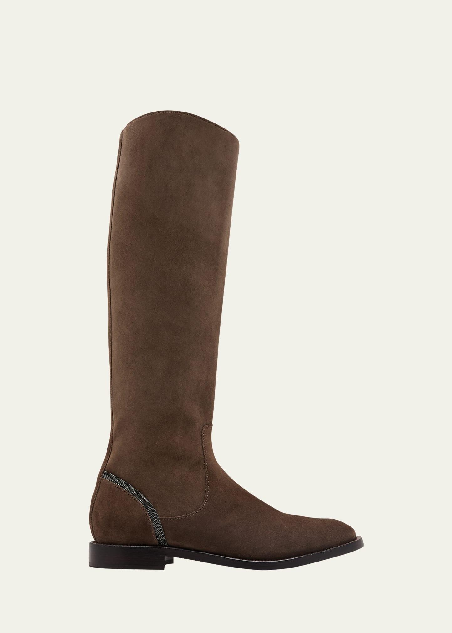 Womens Monili-Trimmed Suede Knee-High Boots Product Image