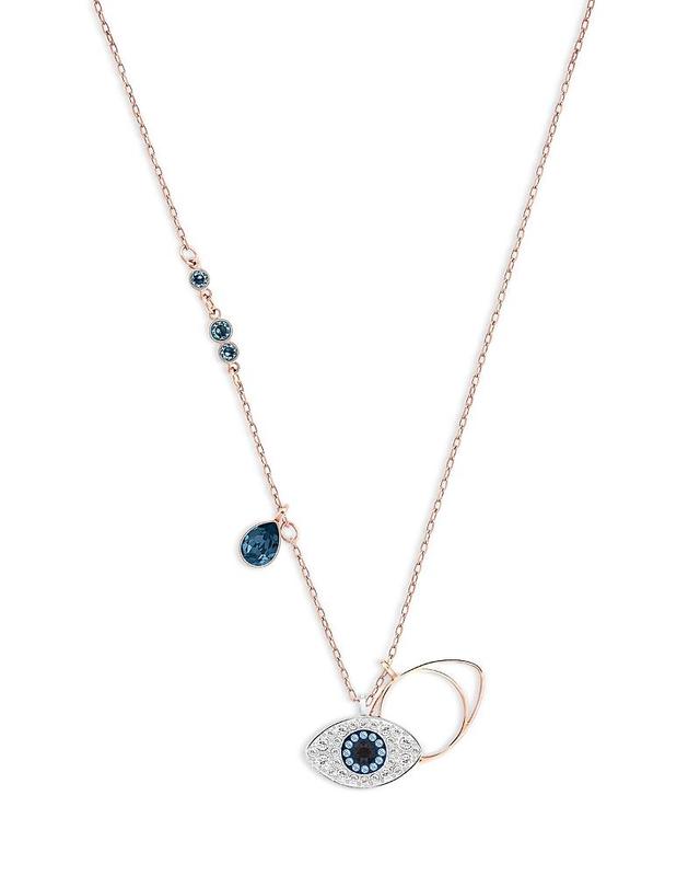 Womens Symbolica Swarovski Crystal Rose Goldplated Evil Eye Pendant Necklace Product Image