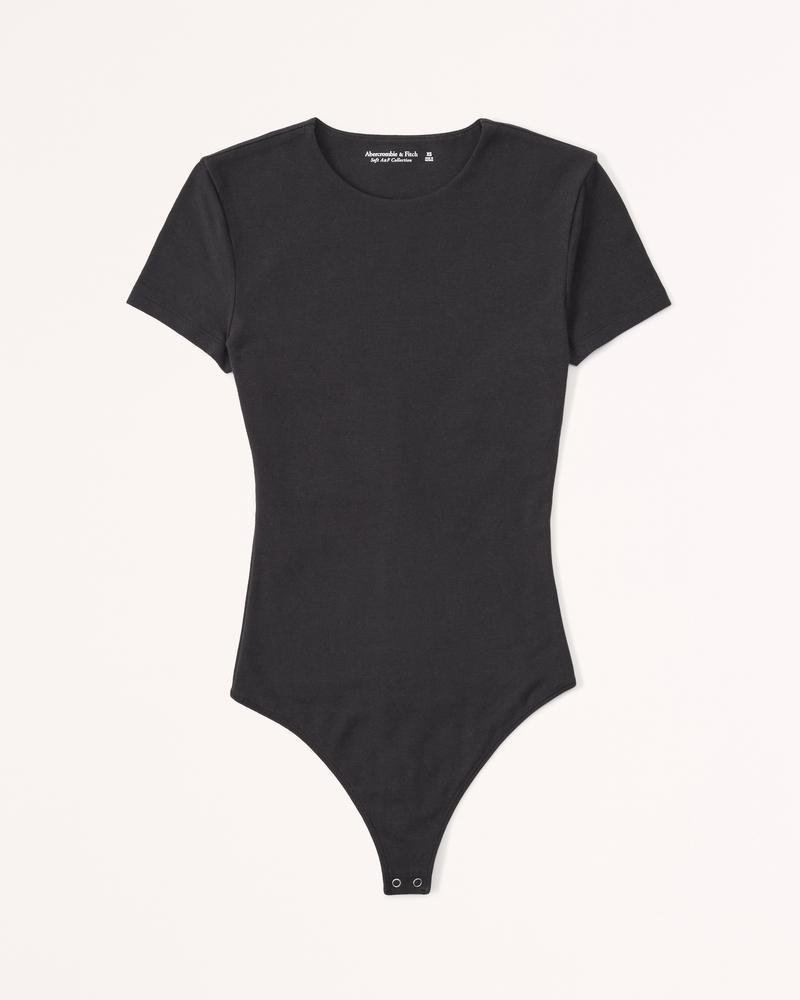 Short-Sleeve Cotton-Blend Seamless Fabric Crew Bodysuit Product Image