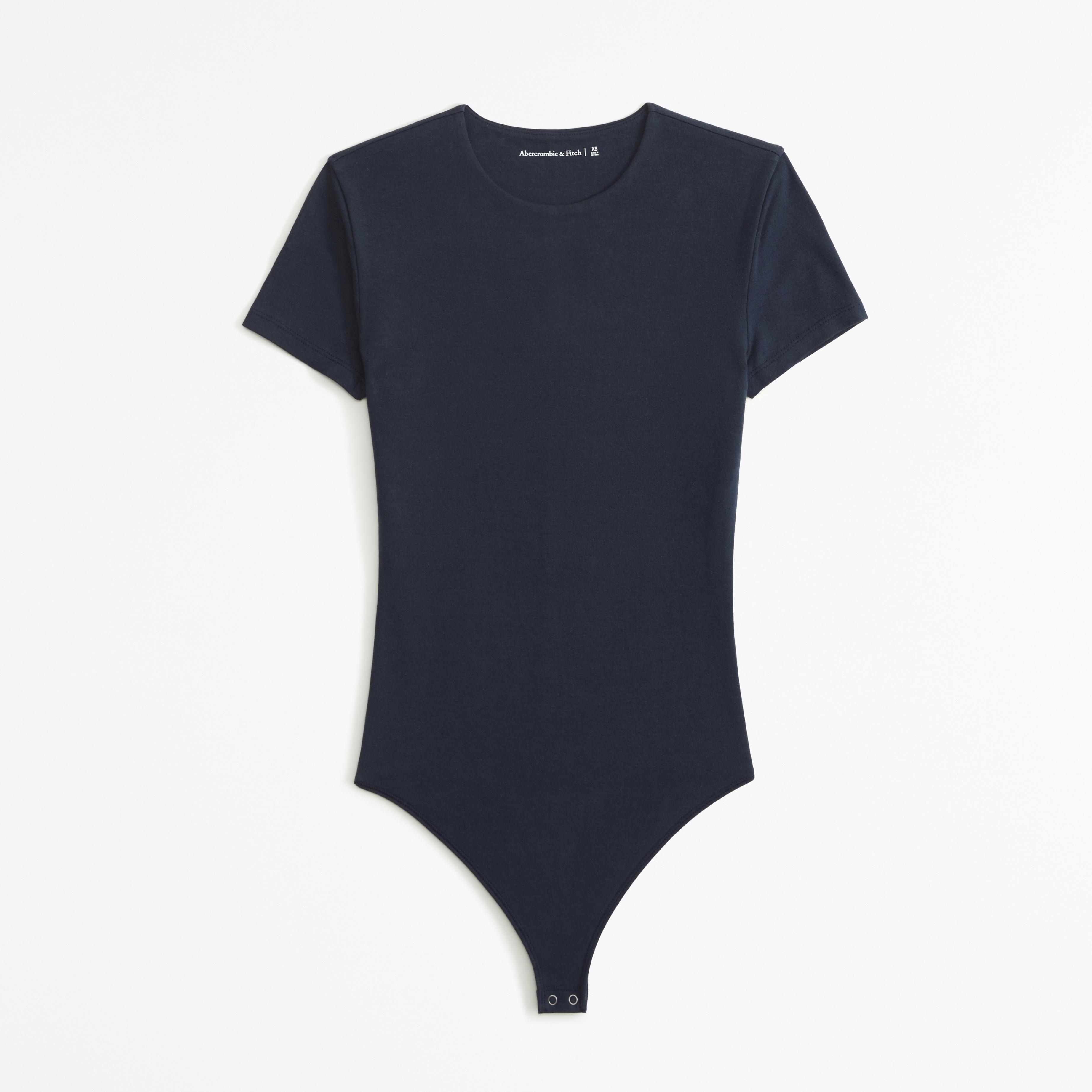 Cotton-Blend Seamless Fabric Tee Bodysuit Product Image