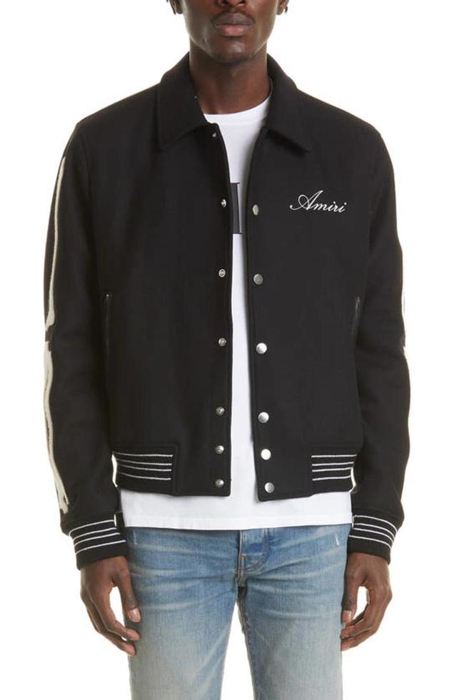 AMIRI Bones Wool Varsity Jacket Product Image