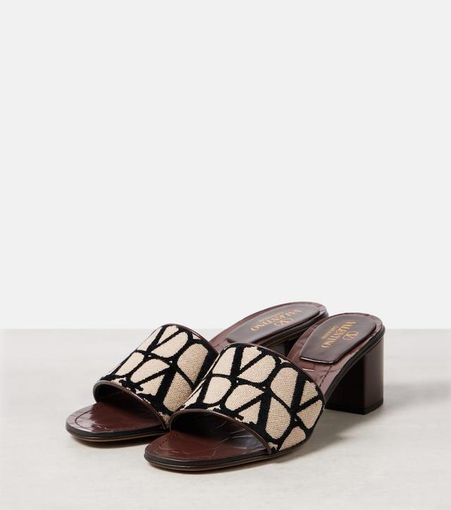 VALENTINO GARAVANI Vlogo Print Slide Sandal In Brown Product Image