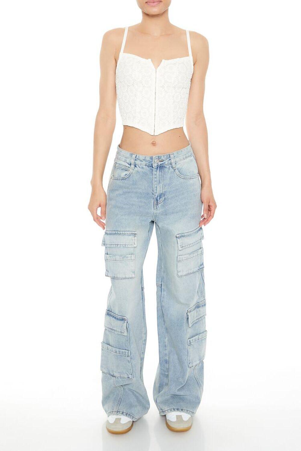 Wide-Leg Cargo Jeans | Forever 21 Product Image