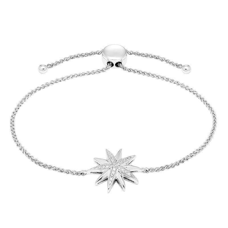 Womens Diamond Starburst 1/10 CT Adjustable Bolo Bracelet in Sterling Silver Product Image