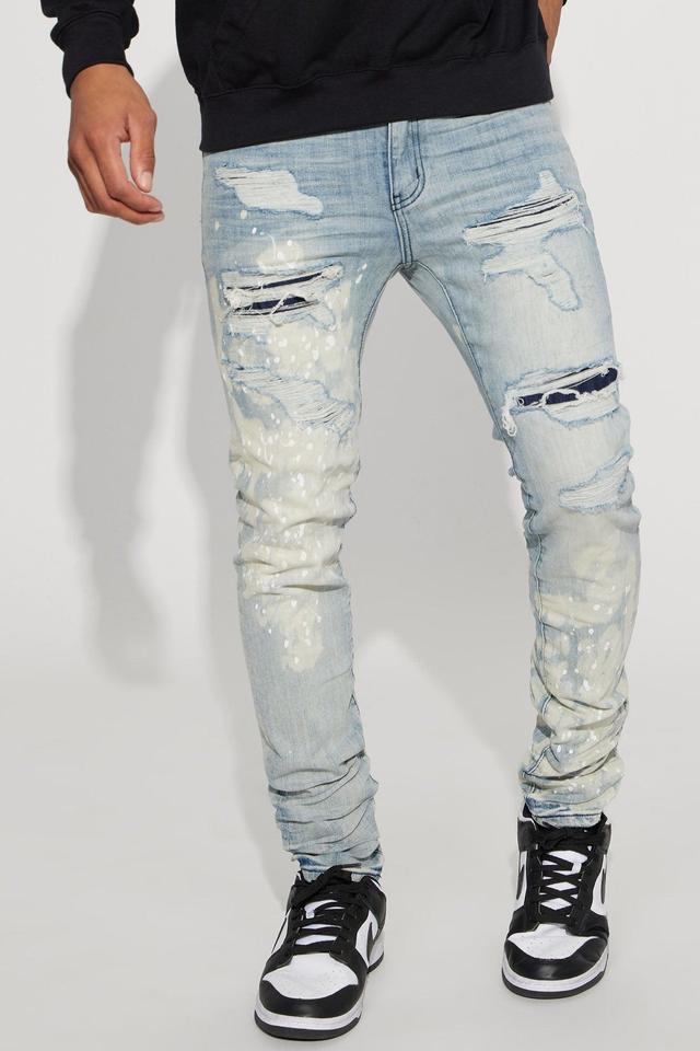 For It Paint Splattered Stacked Skinny Jeans - Light Wash Product Image