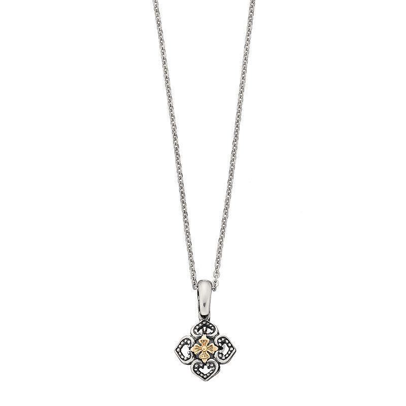 Sterling Silver & 14k Gold Over Silver Flower Pendant Necklace, Womens Two Tone Product Image