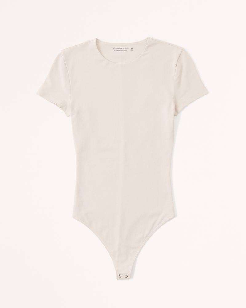 Cotton-Blend Seamless Fabric Tee Bodysuit Product Image