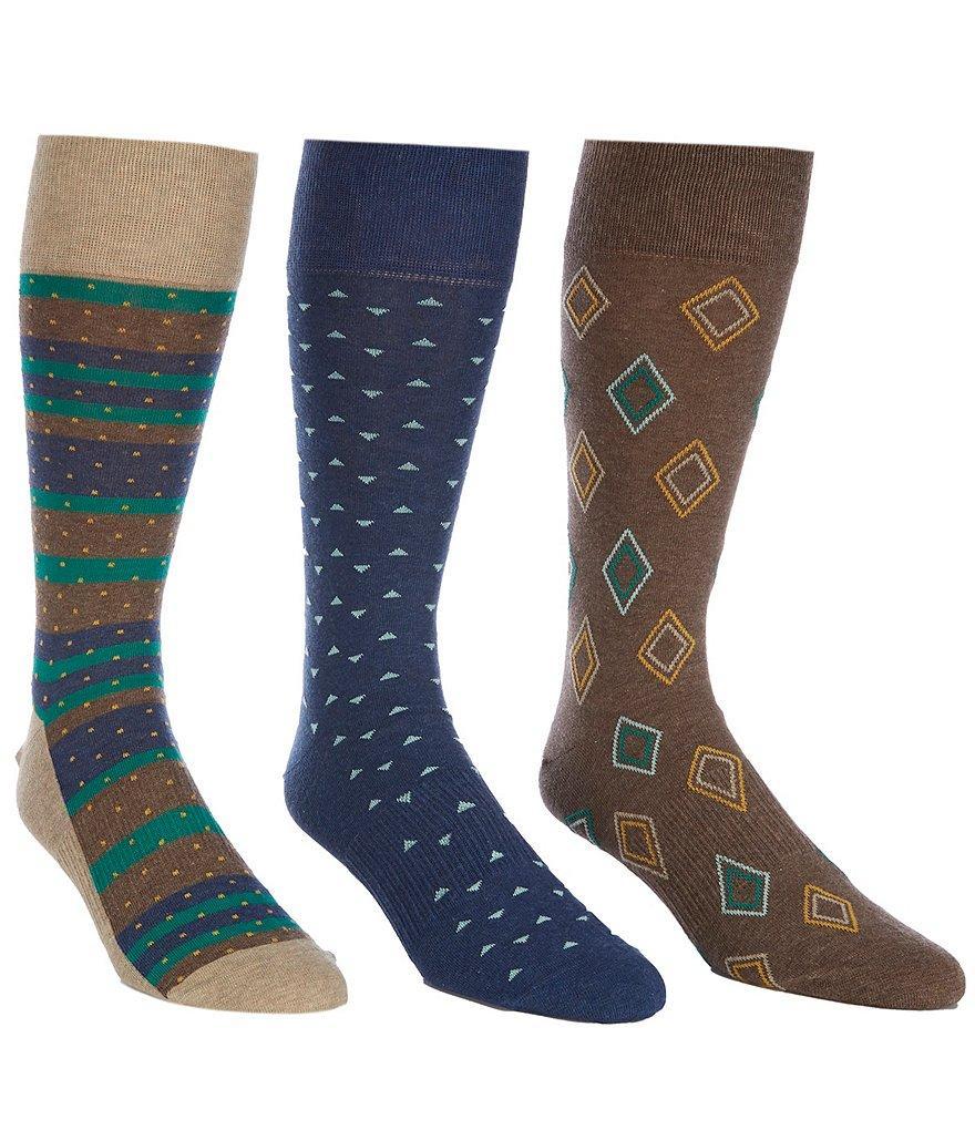 Roundtree & Yorke Diamond And Dotted Crew Dress Socks 3-Pack Product Image