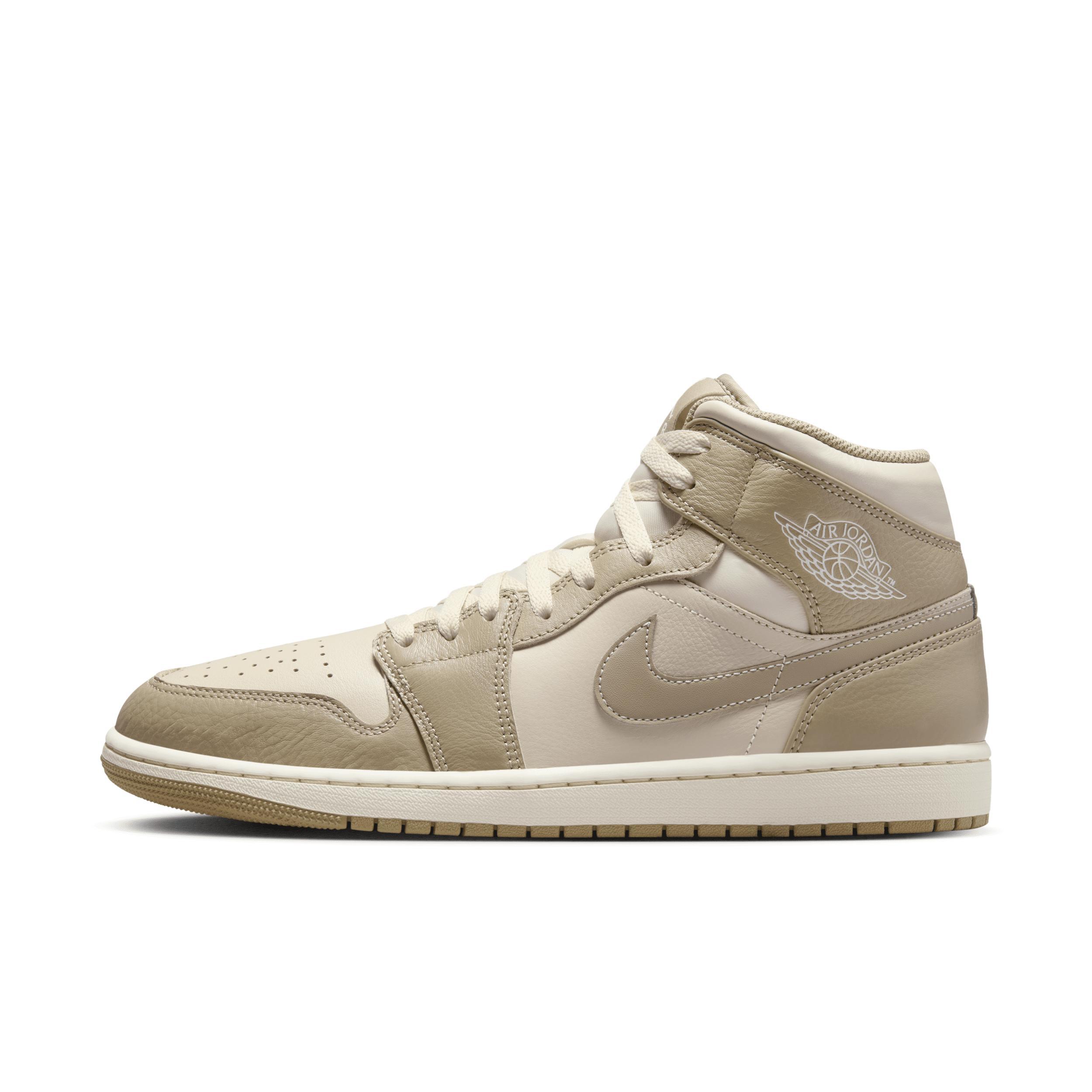 Jordan Mens Jordan AJ 1 Mid SE Poolside - Mens Basketball Shoes Bone/Khaki/Pink Product Image