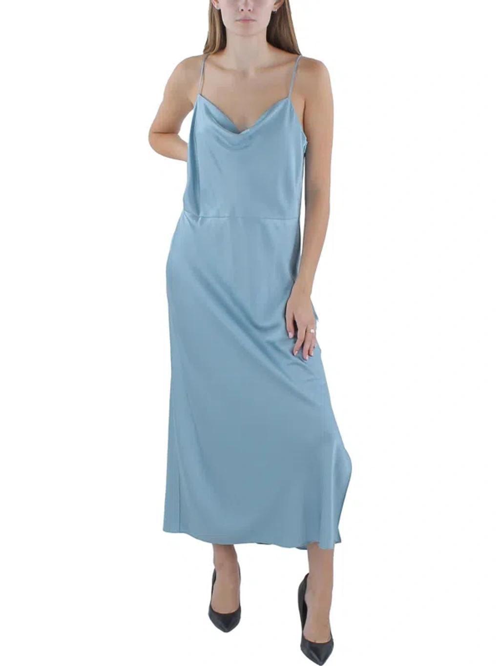 Womens Slit Polyester Slip Dress In Grey product image