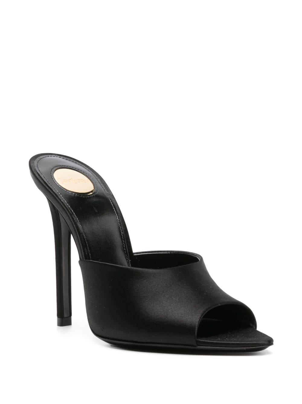 SAINT LAURENT 110mm Goldie Leather Mule Sandals In Black Product Image