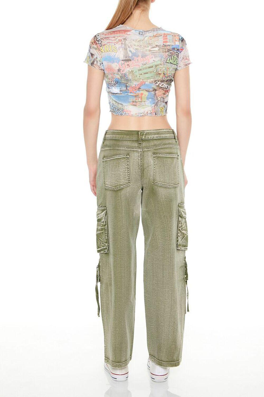 Acid Wash Twill Cargo Pants | Forever 21 Product Image