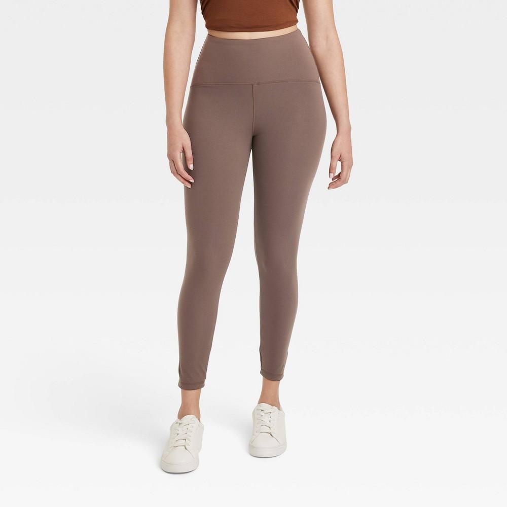 Womens High Waisted Everyday Active 7/8 Leggings - A New Day Brown M Product Image