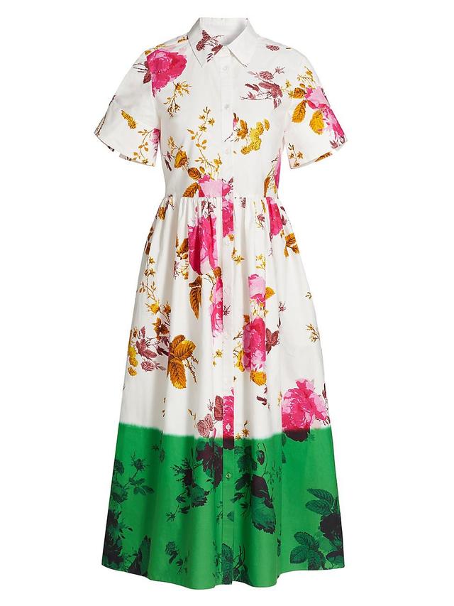 Womens Floral Cotton Fit-And-Flare Shirtdress Product Image