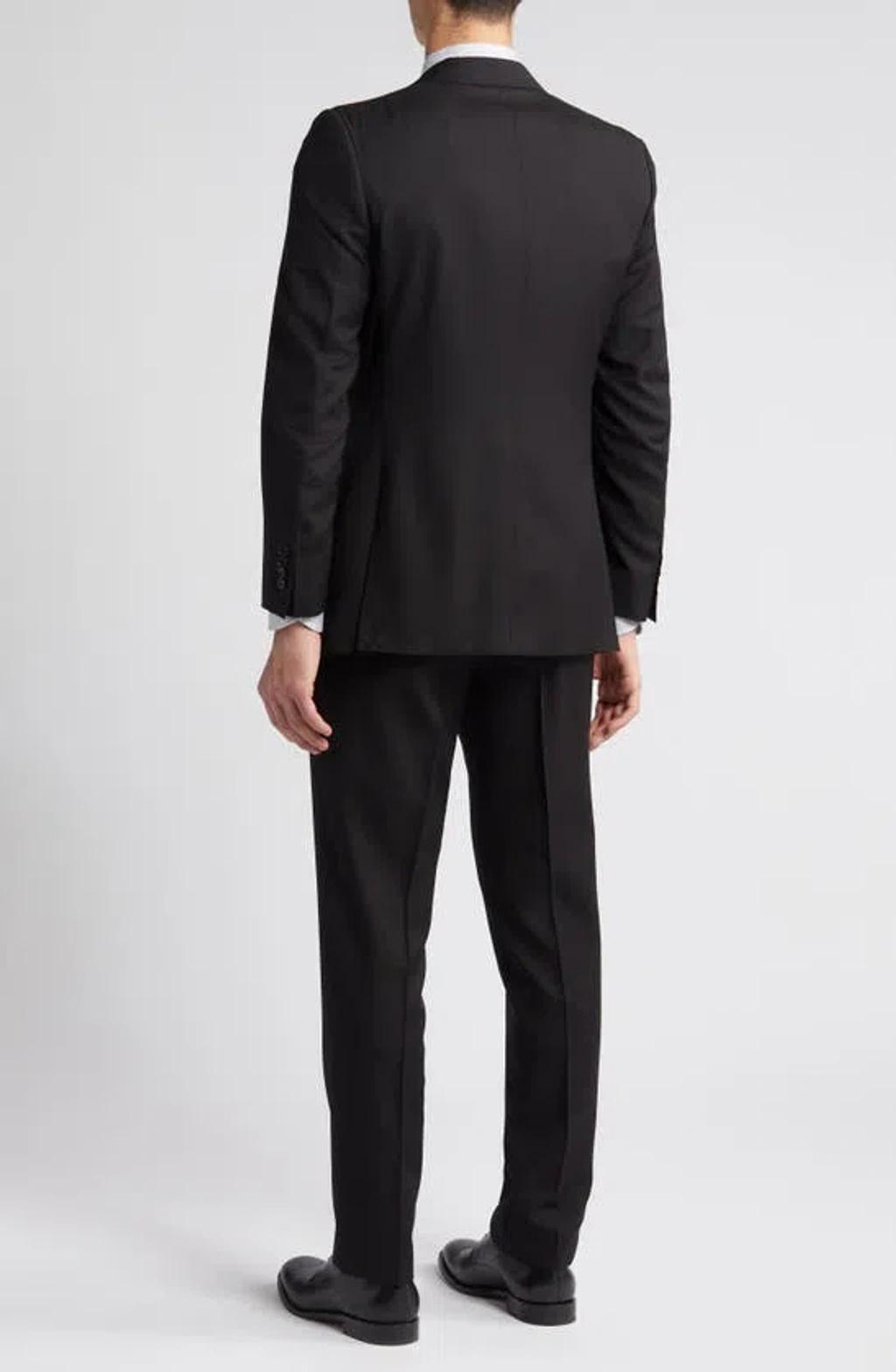 CANALI Milano Trim Fit Solid Black Wool Suit Product Image