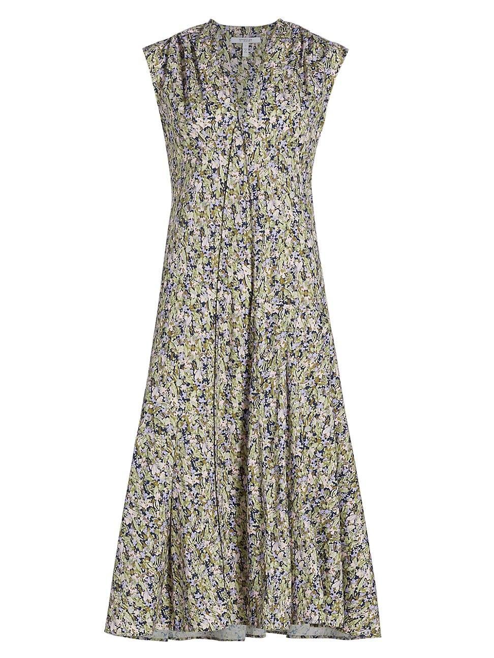 Womens Reina Cotton Floral Midi-Dress product image