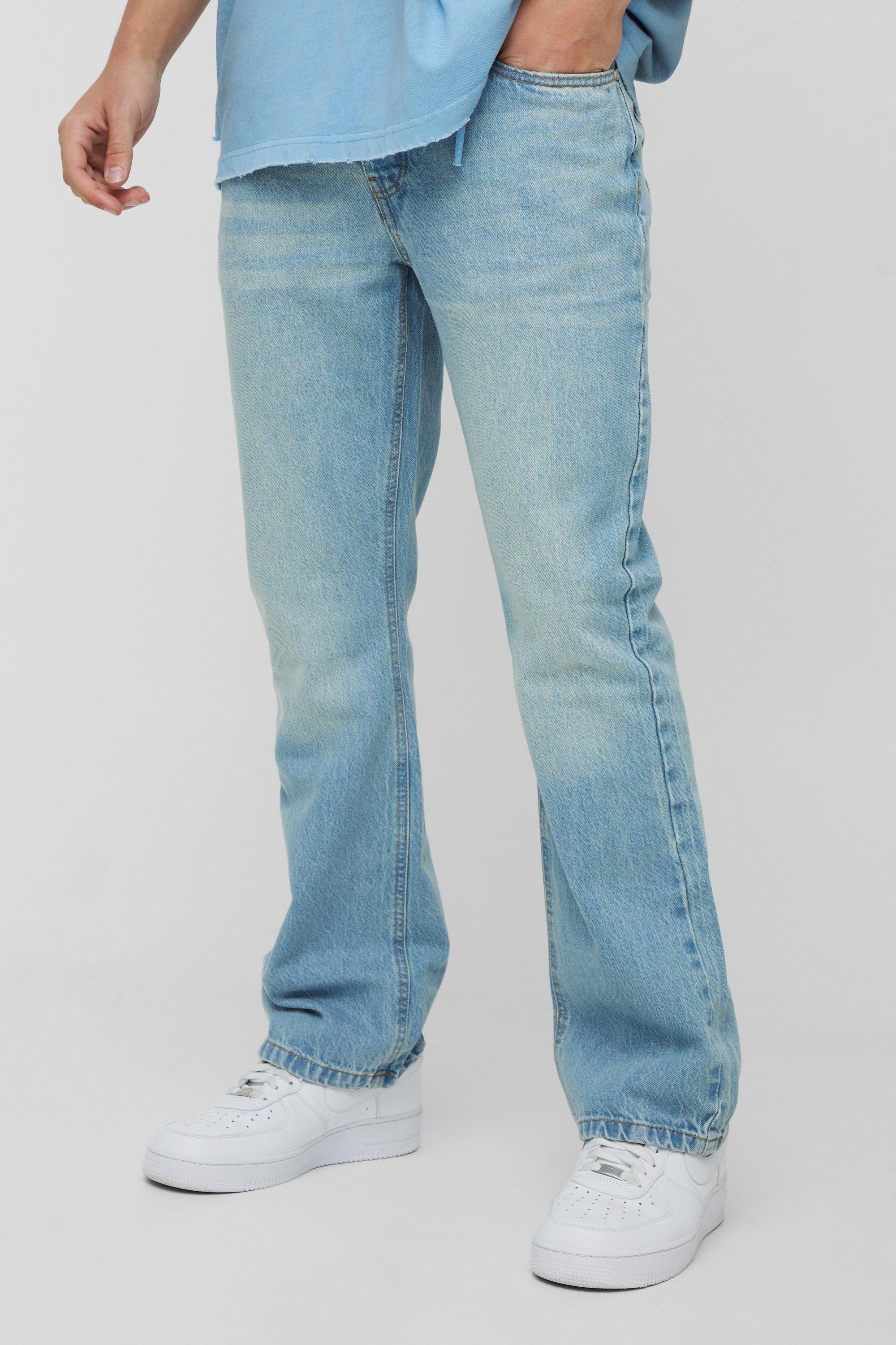 Slim Rigid Flare Jean In Antique Blue | boohooMAN USA Product Image