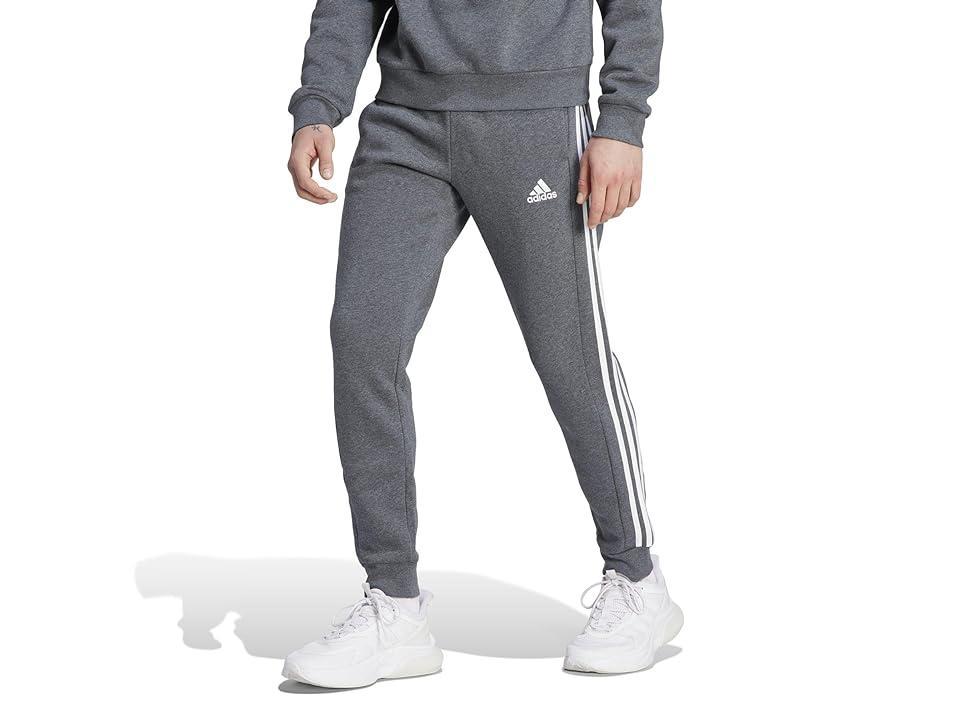 adidas Essentials Fleece 3-Stripes Tapered Cuff Pants Dark Grey Heather 3XL Mens Product Image