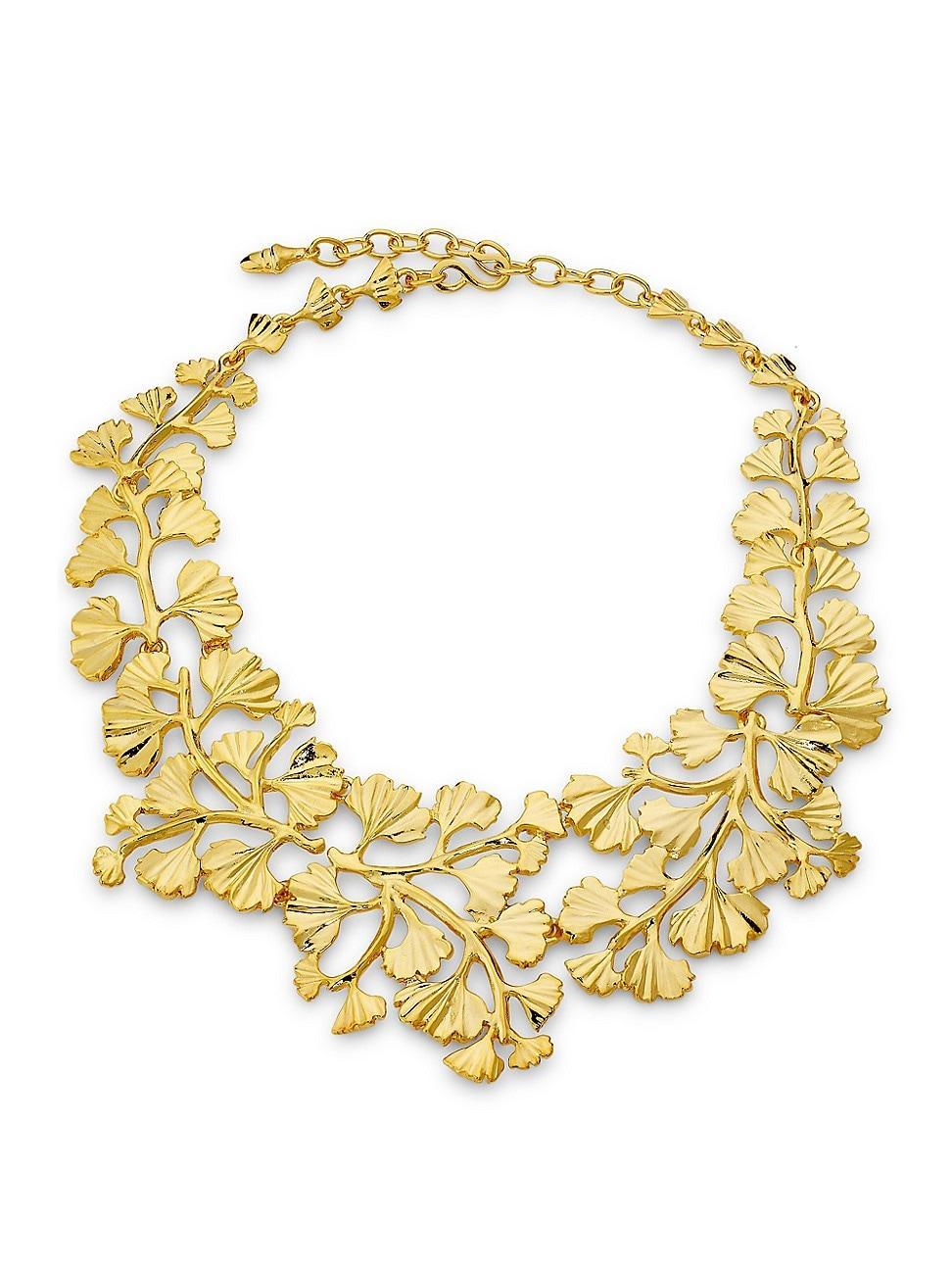 Womens Goldtone Leaf Bib Necklace Product Image