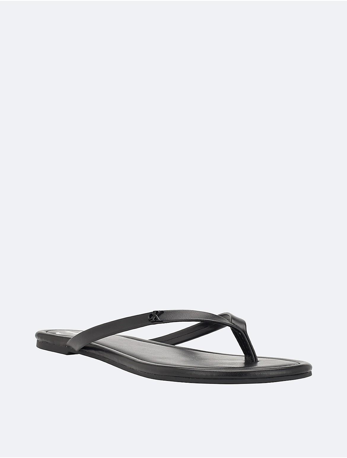 Calvin Klein Womens Womens Solid T-Strap Sandal - Black - 9 Product Image