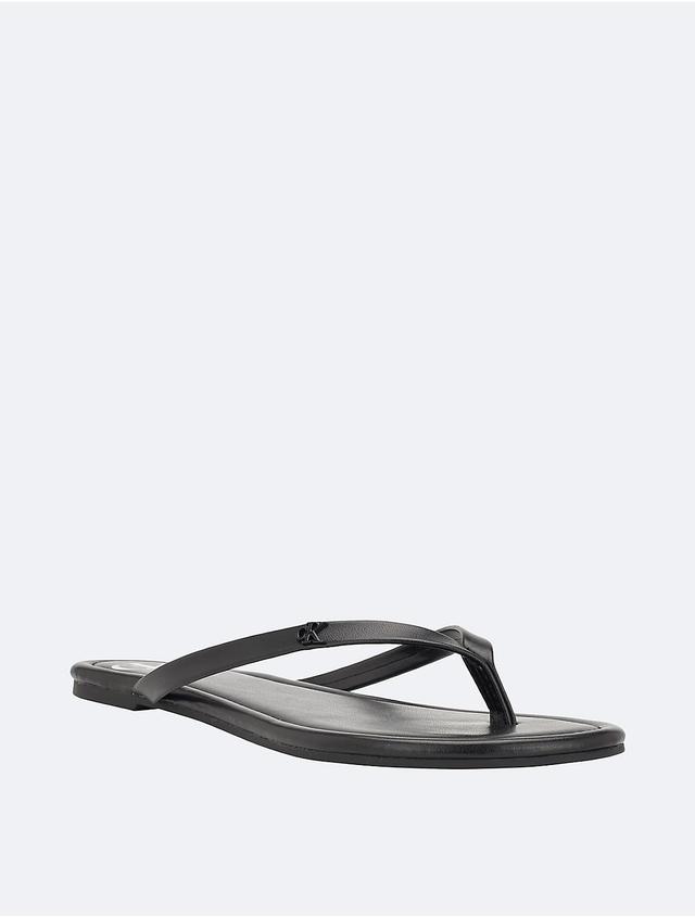 Calvin Klein Womens Solid T-Strap Sandal - Black - 10 Product Image