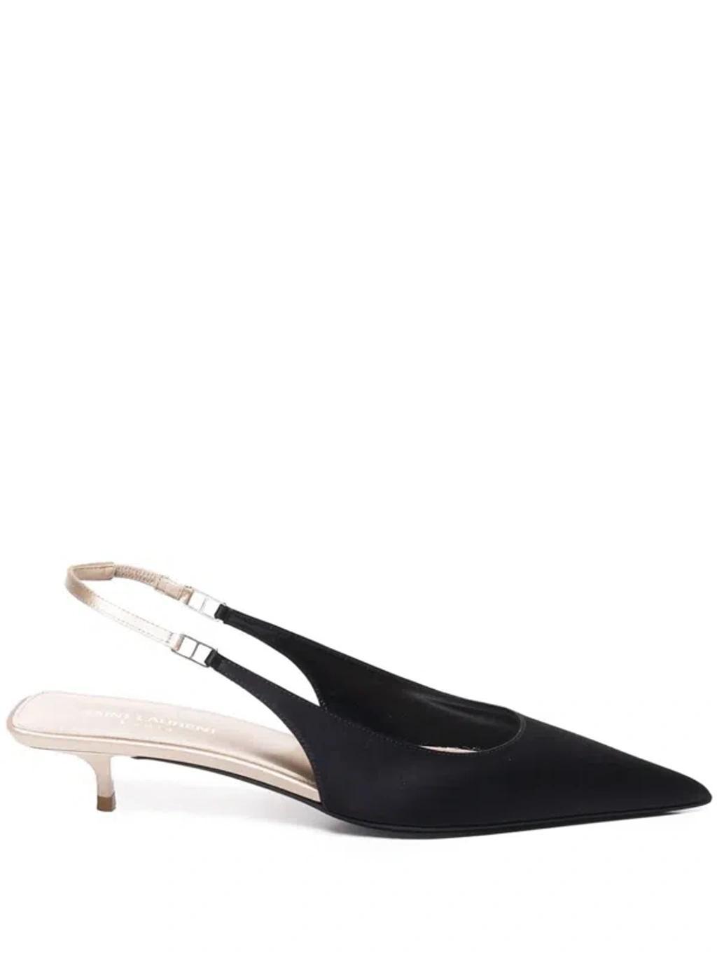 SAINT LAURENT Cherish Open Back Pumps In Crêpe Satin In Black Product Image