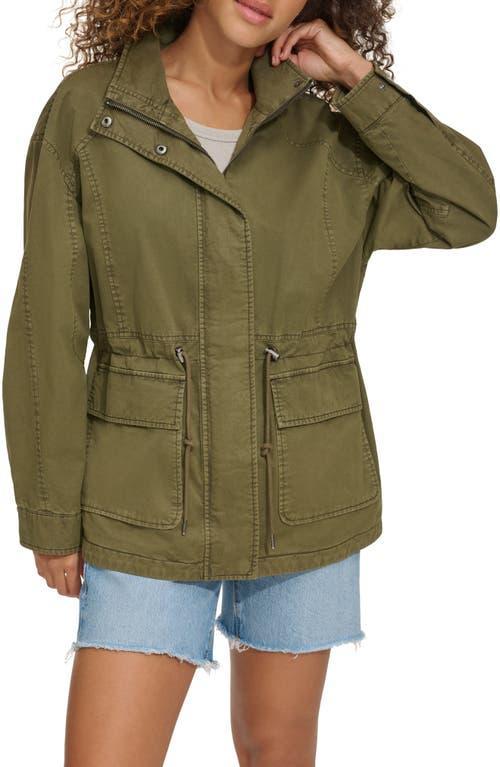 Womens Levis Lightweight Stand Collar Anorak Military Jacket Green Product Image