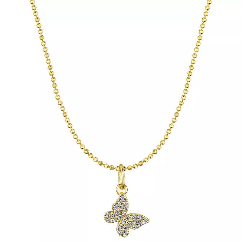 Love This Life 14k Gold over Sterling Silver Cubic Zirconia Butterfly Pendant Necklace, Womens Gold Tone Product Image