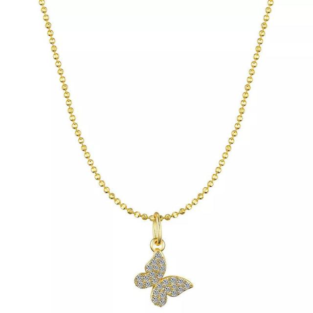 Love This Life 14k Gold over Sterling Silver Cubic Zirconia Butterfly Pendant Necklace, Womens Gold Tone Product Image