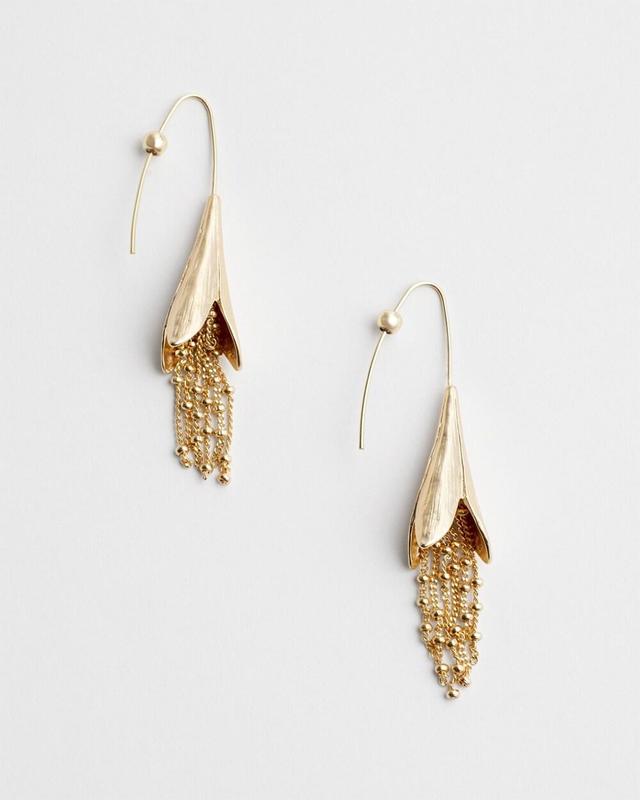 No Droop Gold Tone Floral Threader Earrings   Chico's - Gold - Women Product Image