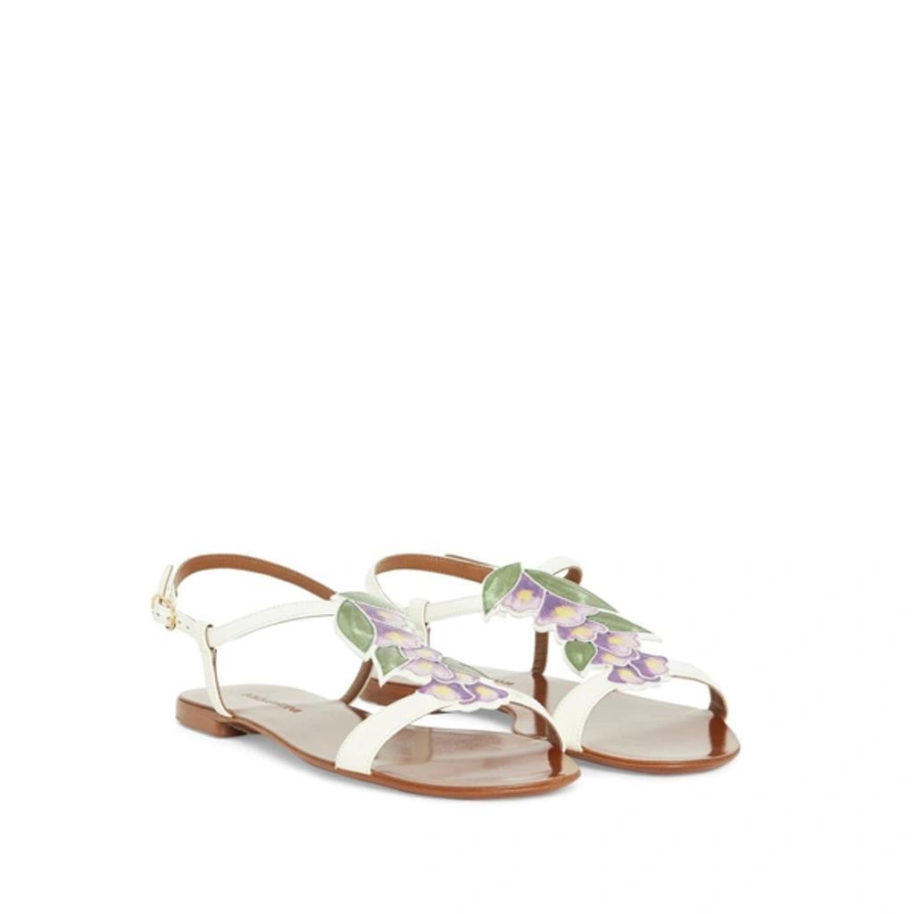 DOLCE & GABBANA Leather Sandals In White Product Image