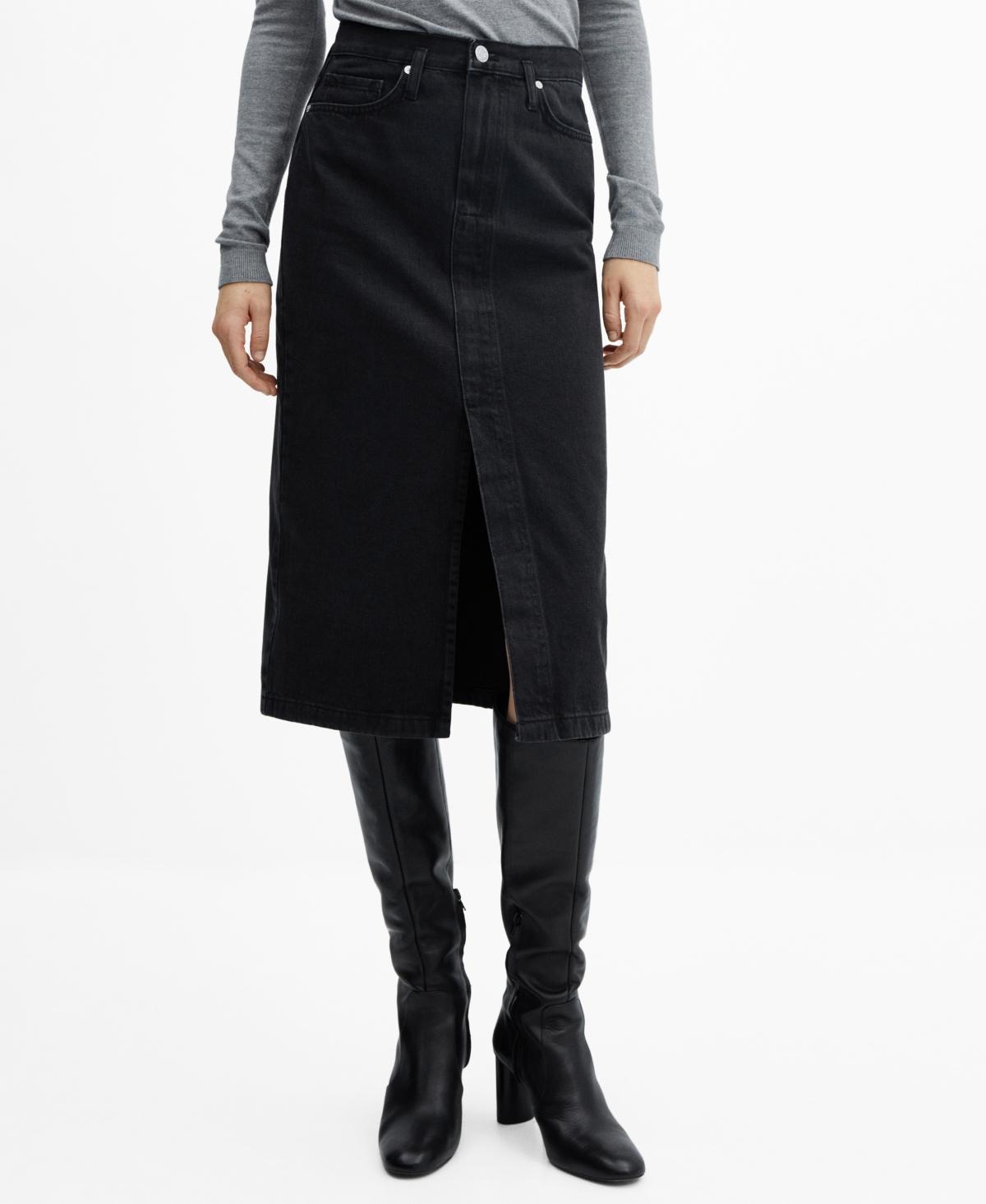 MANGO - Denim midi-skirt black denimWomen Product Image