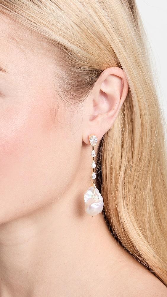 By Adina Eden 14k Dangling Baroque Pearl Stud Earrings | Shopbop Product Image