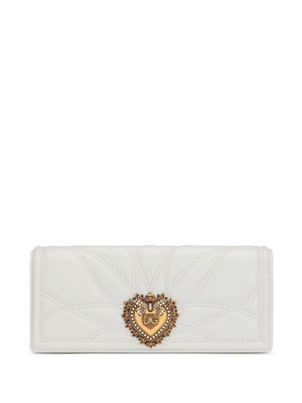 Logo-plaque Leather Clutch Bag In White Product Image