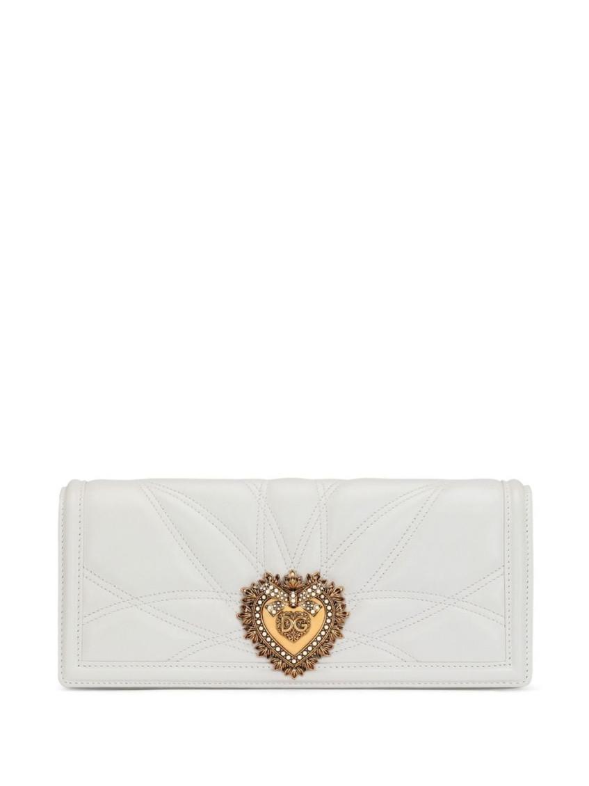 Logo-plaque Leather Clutch Bag In White Product Image