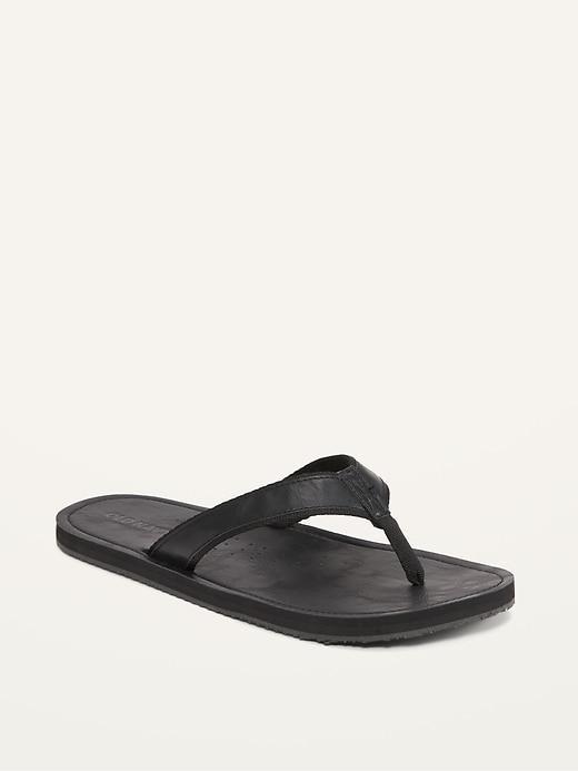 Faux-Leather Flip-Flop Sandals Product Image