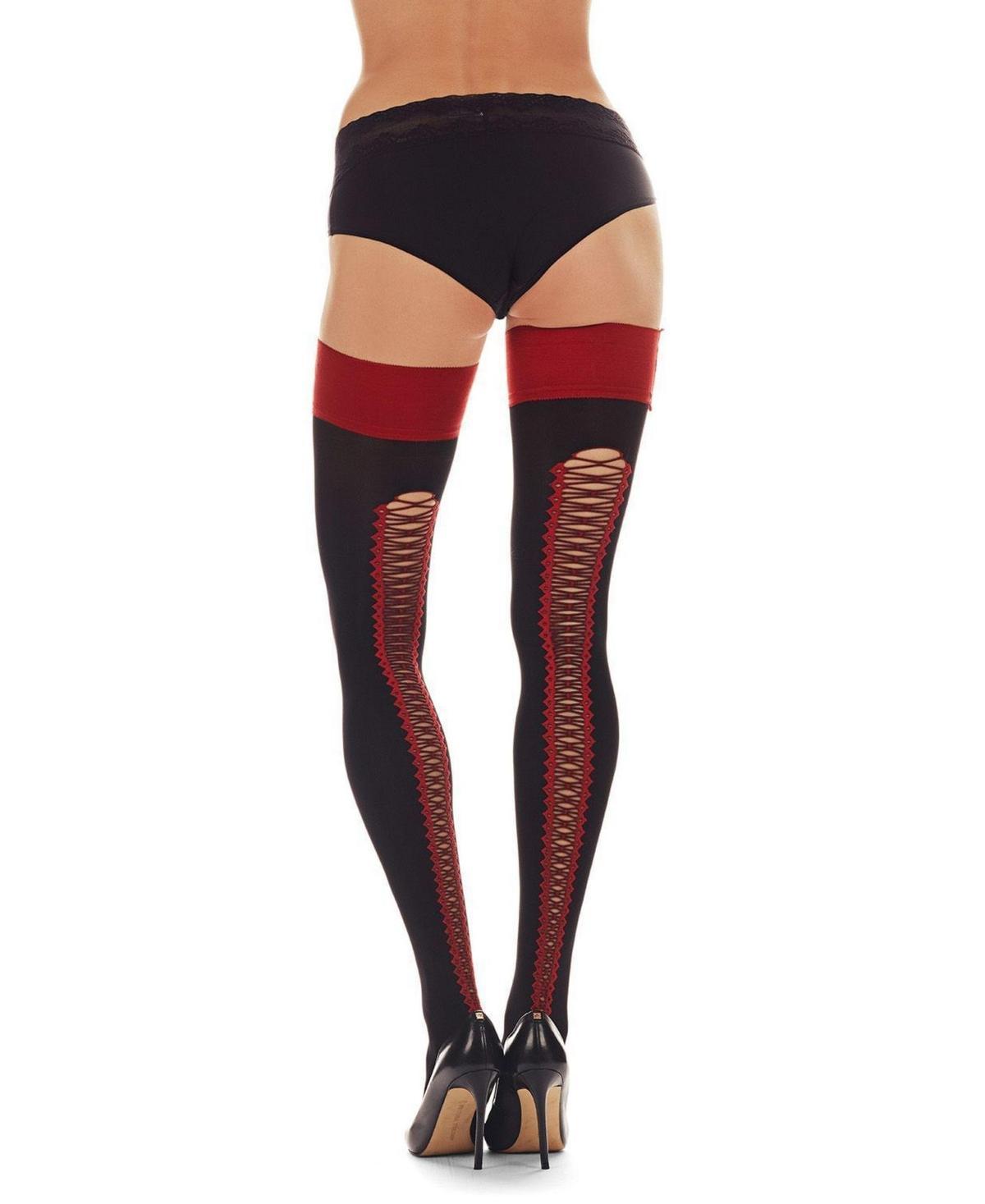 MeMoi Womens Corset Backseam Thigh High Stockings - Black Product Image